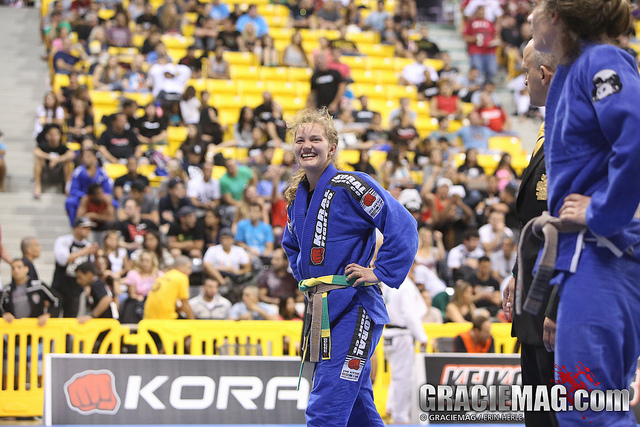 Janni after winning the final of the brown belt female absolute at the 2013 World Championship. Photo: Erin Herle